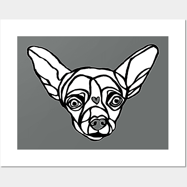 Small Dog, Lineart Black and White, Outline Chihuahua, Little Dog Wall Art by badlydrawnbabe